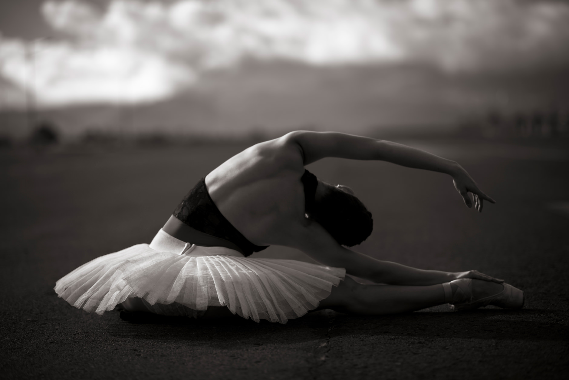 Ballet dancer stretching.