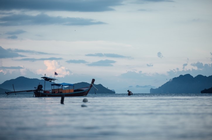 Thai fishing boat in the sea.