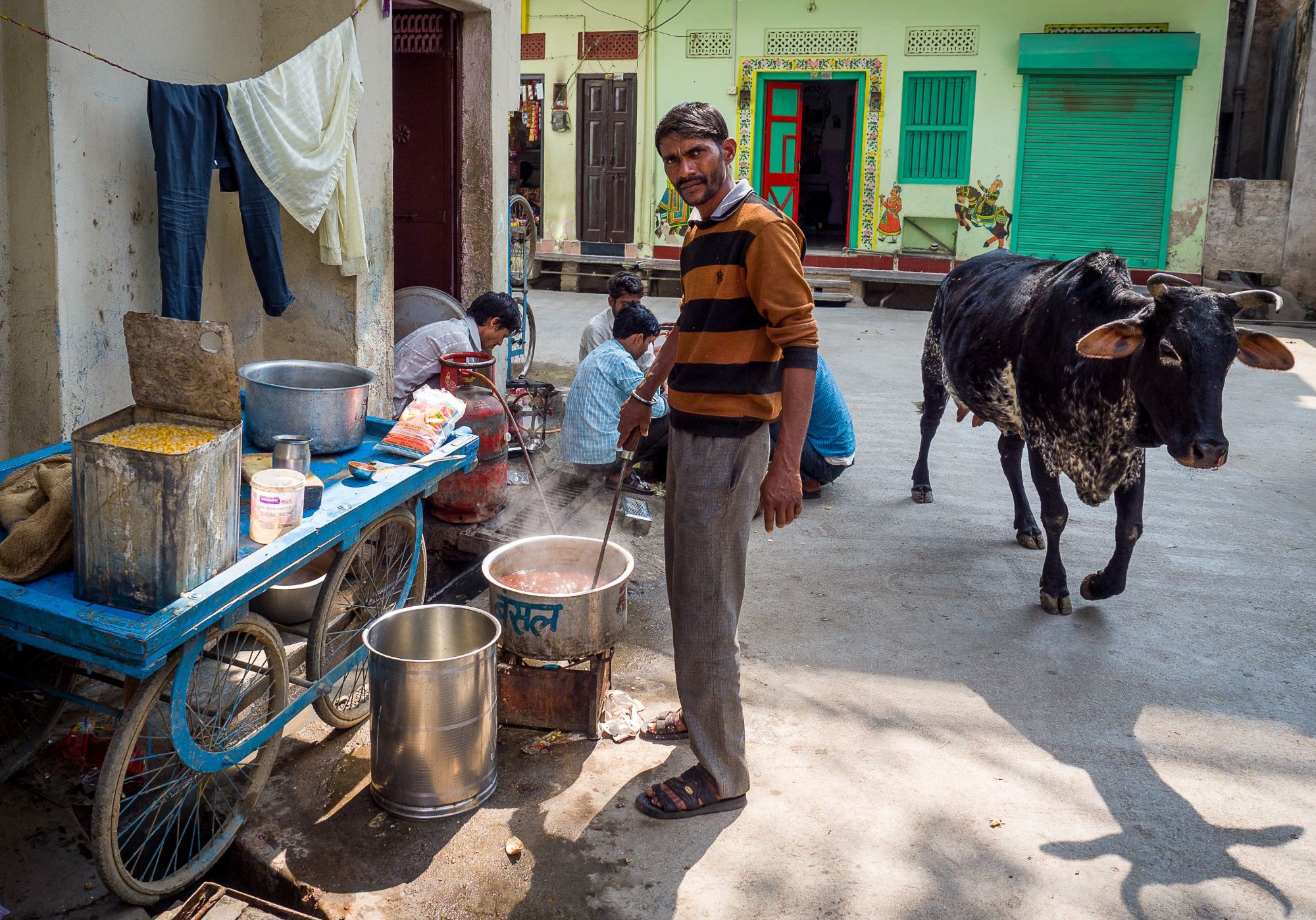 Man making street food in India.
