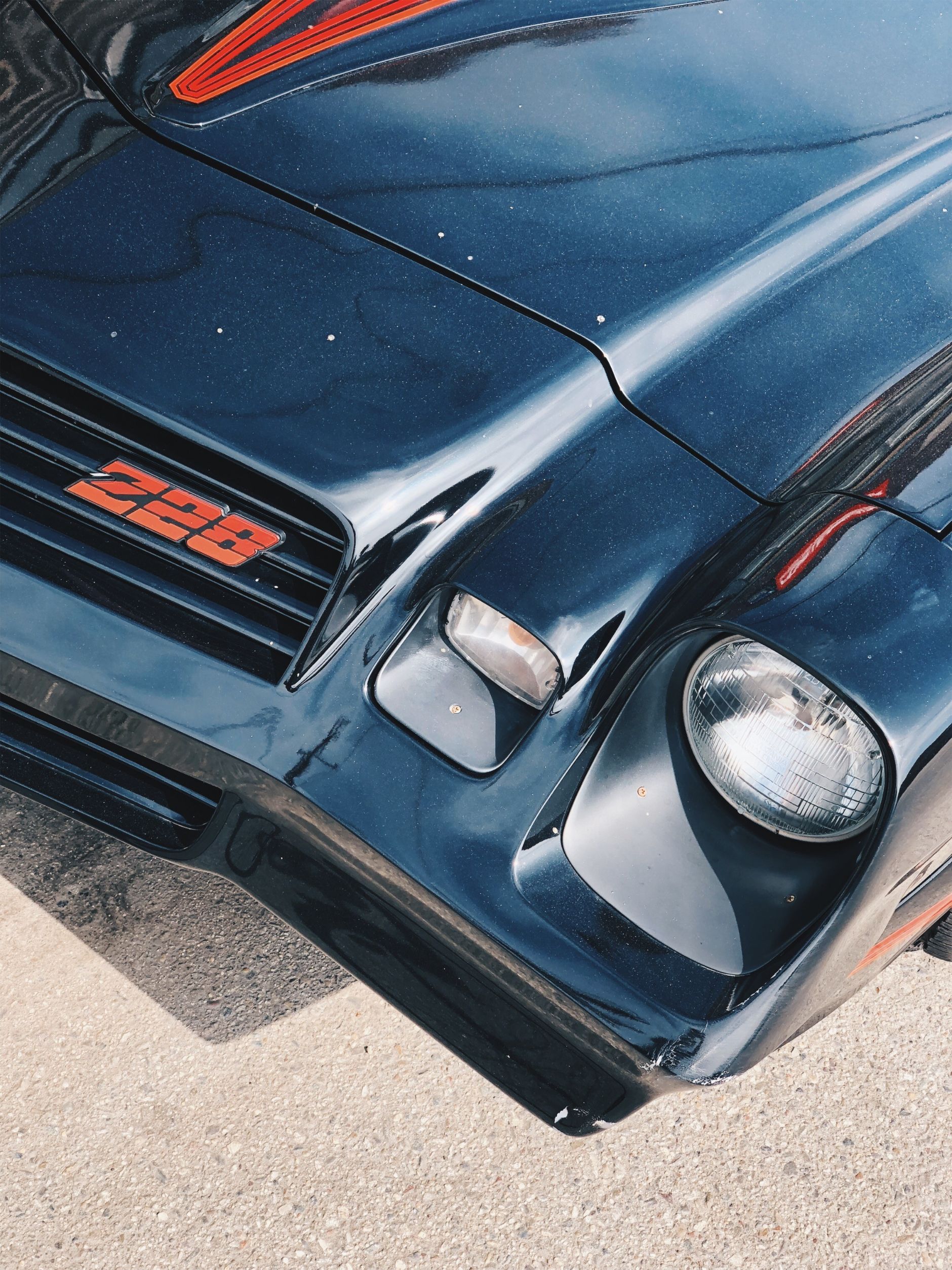 Closeup of car bonnet.