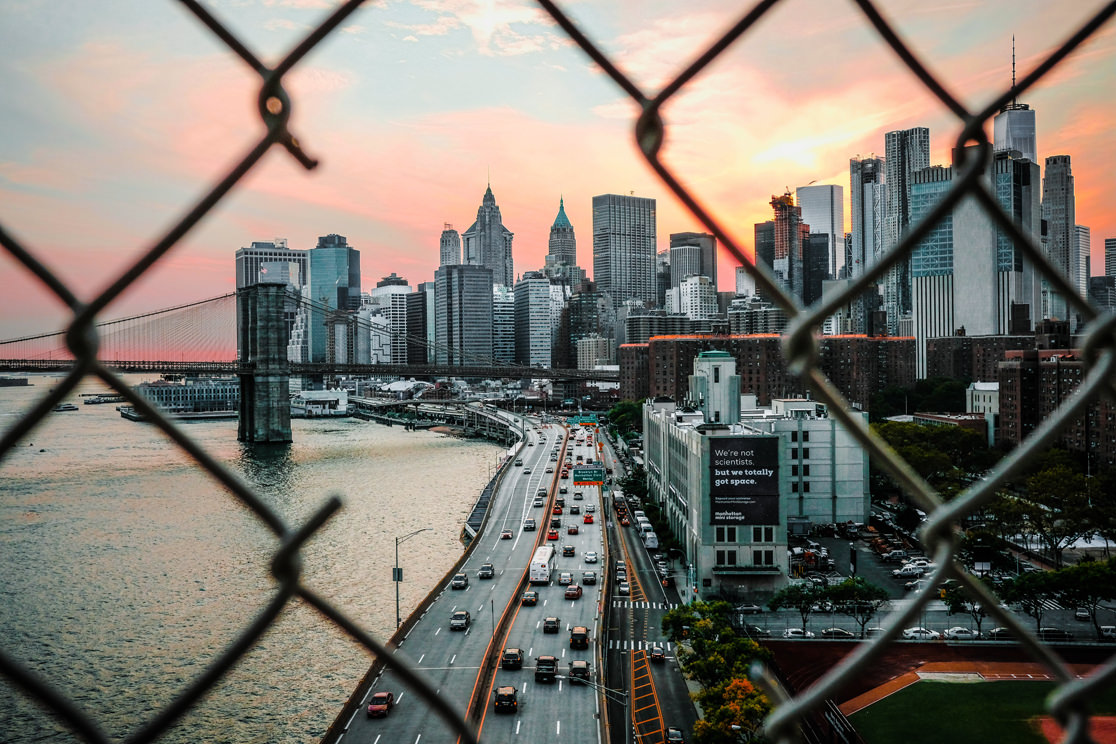 Sunset view of skyscrapers