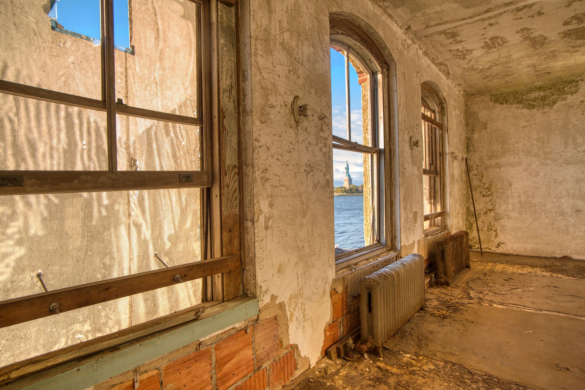 Derelict room at abandoned hospital on Ellis Island