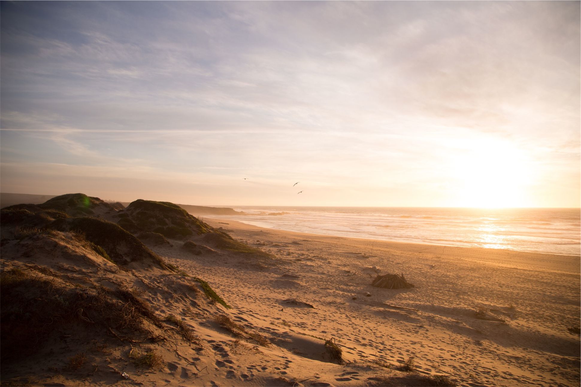 Sand dunes at sunset.