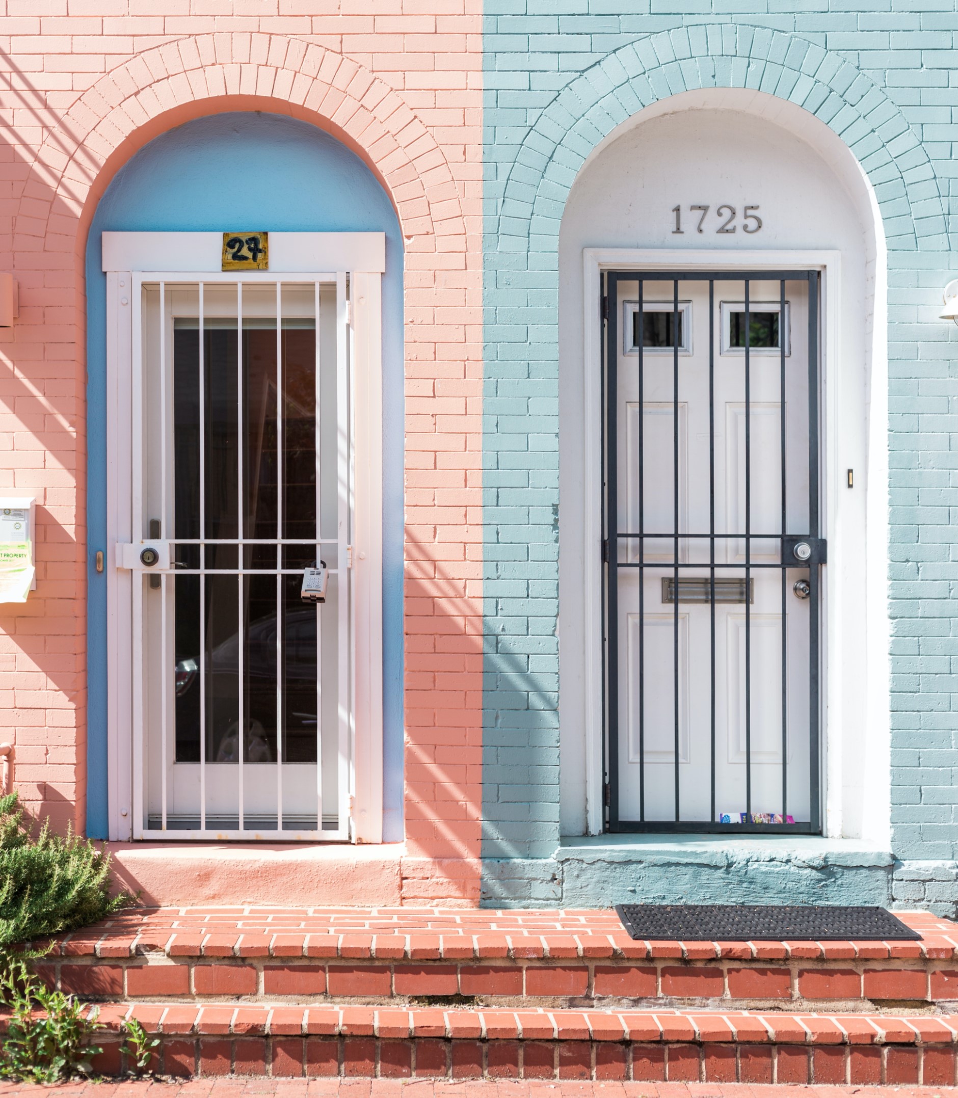 Side by side front doors.