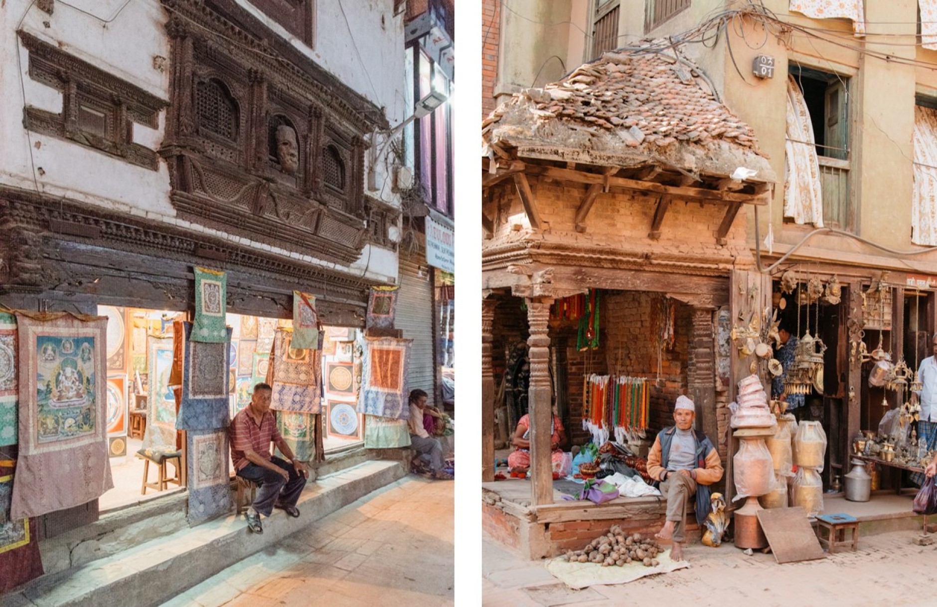 Stalls in a market in Nepal