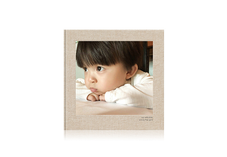 Álbum fotos bebe cuadrado de lino para bebés.