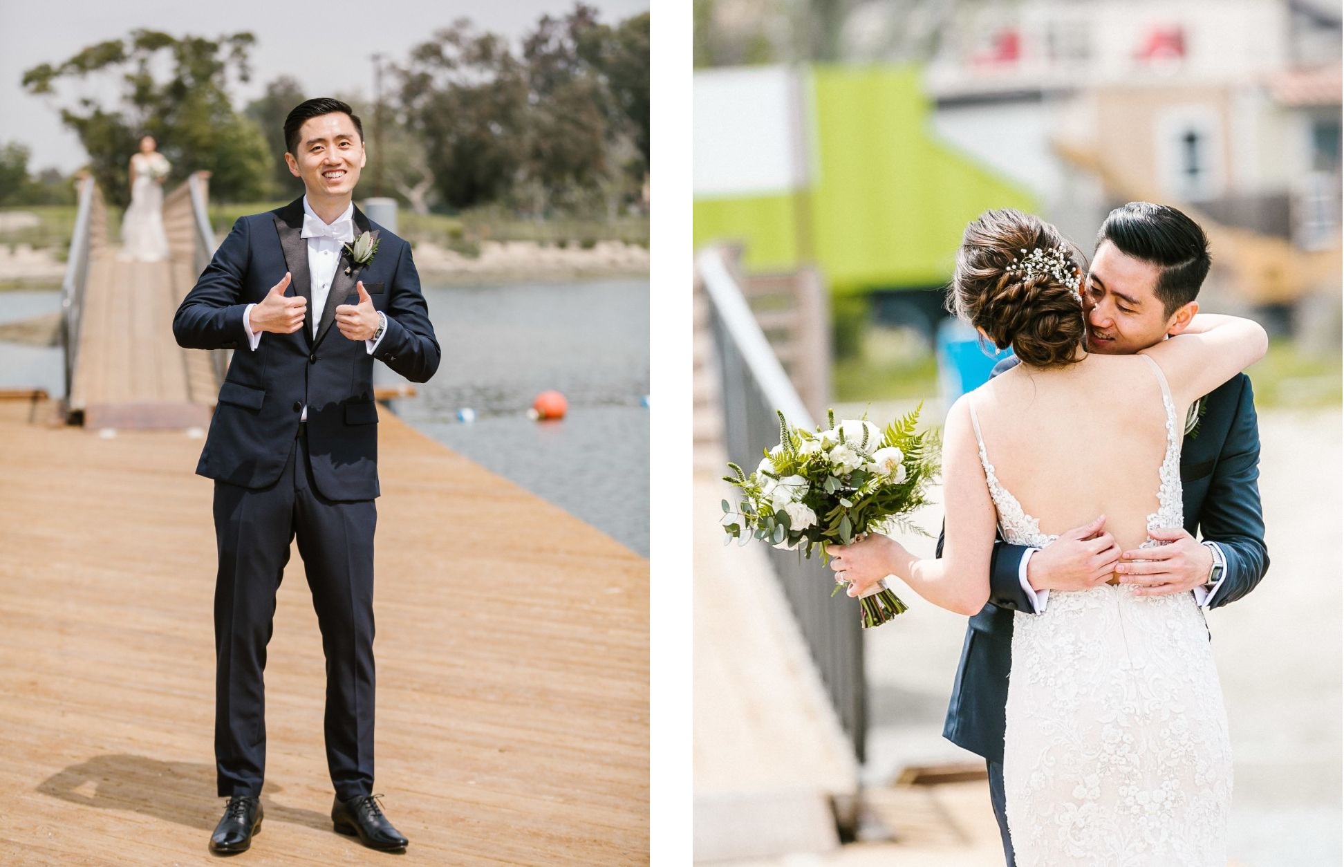 The first look moment between bride and groom
