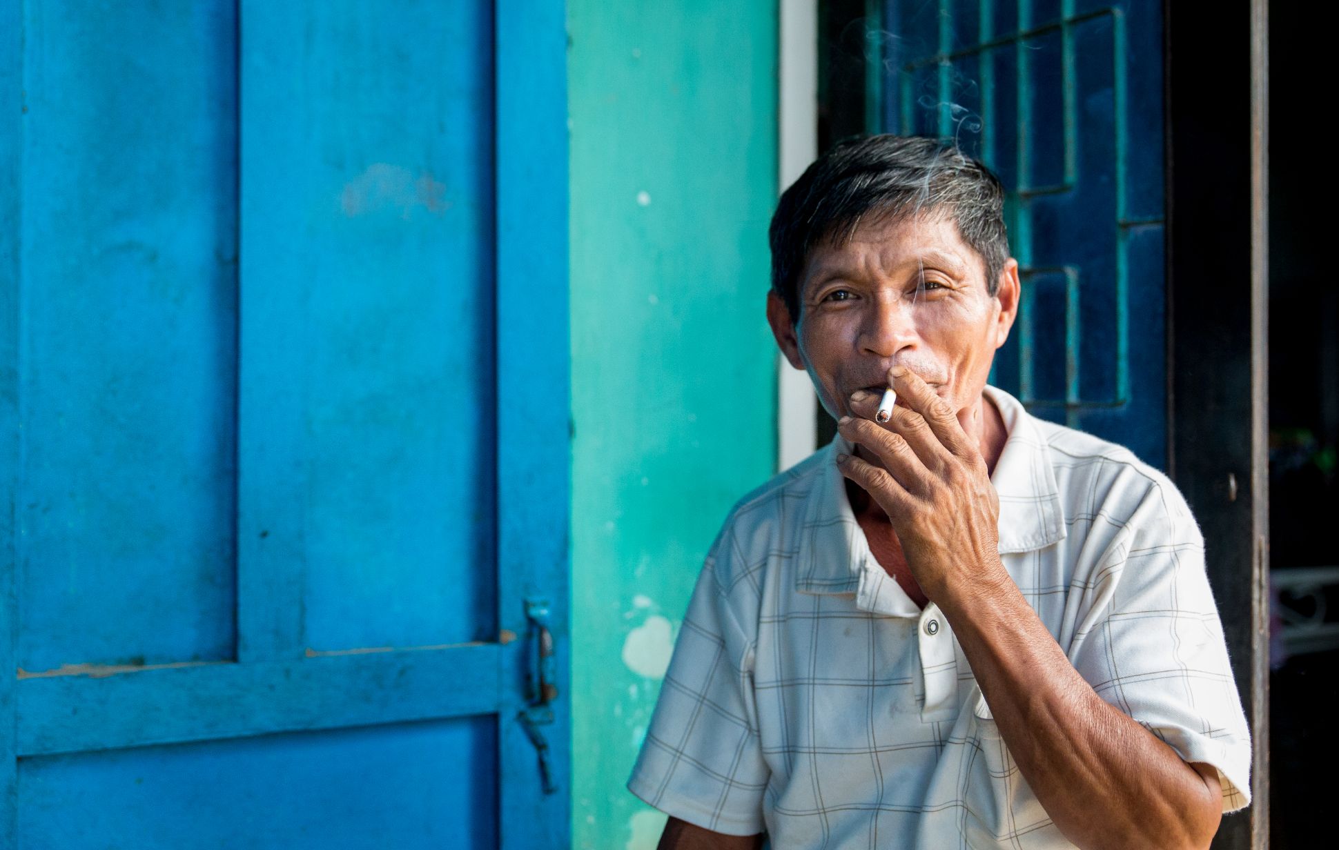 Man smoking a cigarette