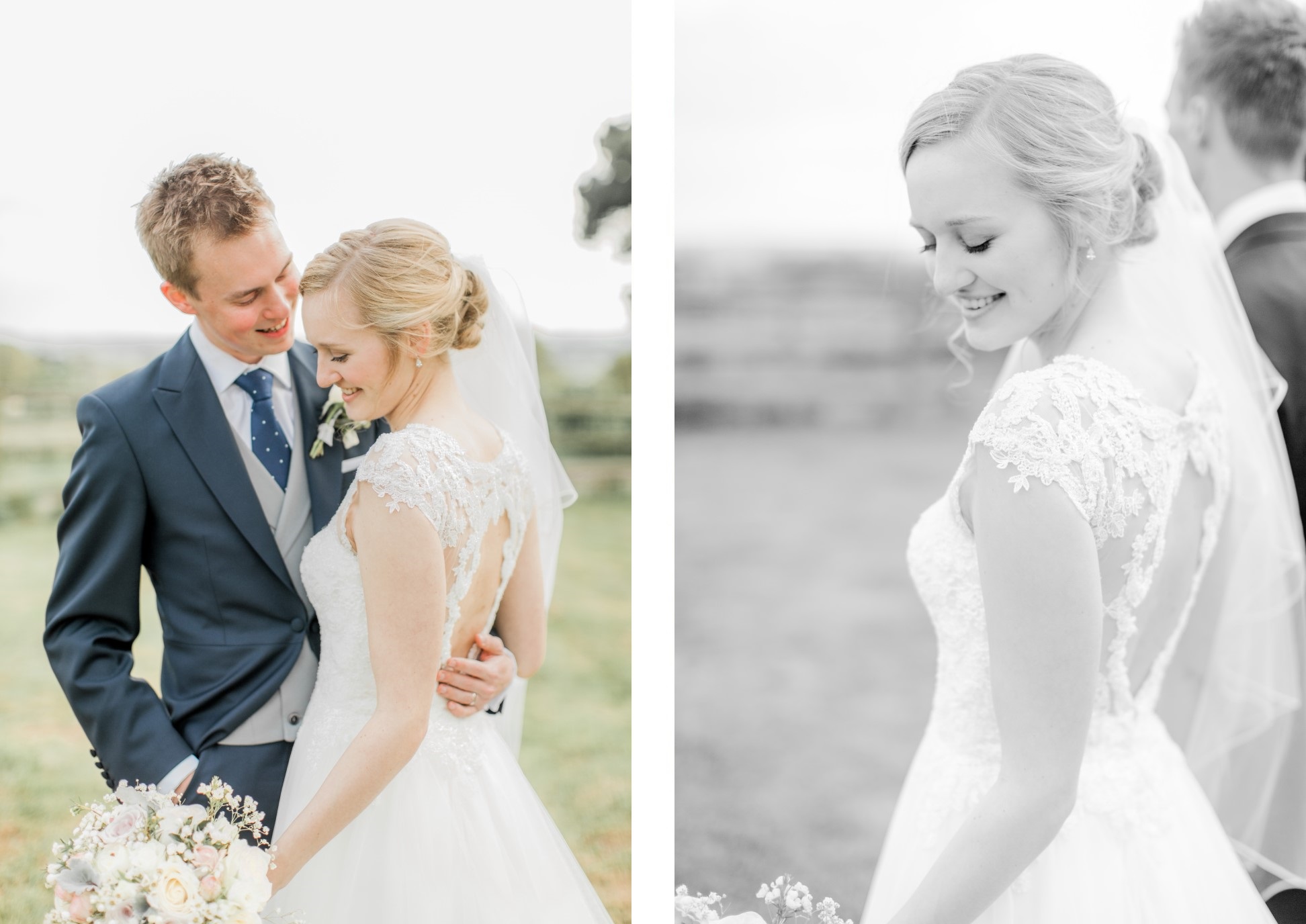 Wedding portraits of bride and groom