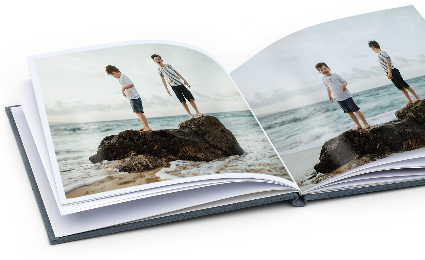 Open Classic Photo Book showing images printed on Semi-gloss paper