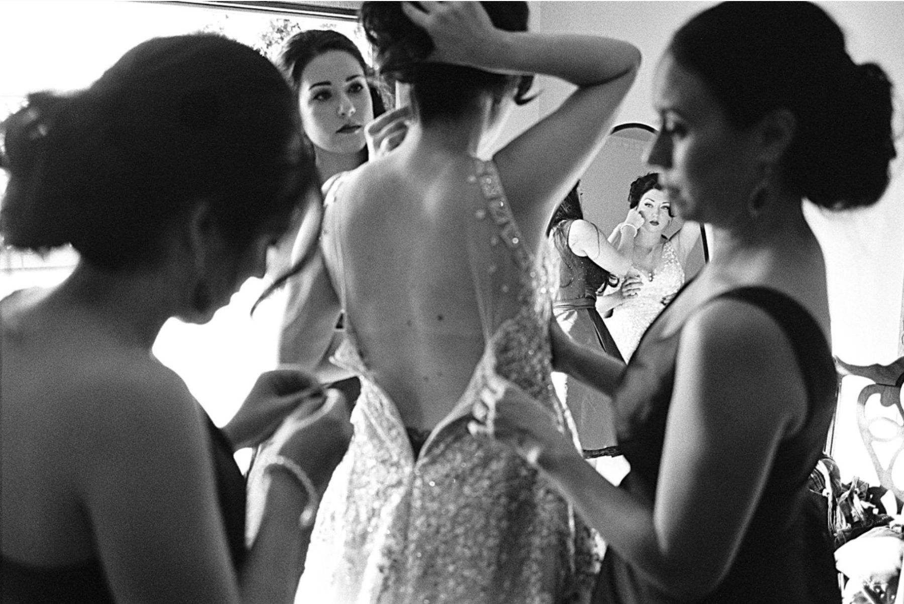Bride getting ready before ceremony