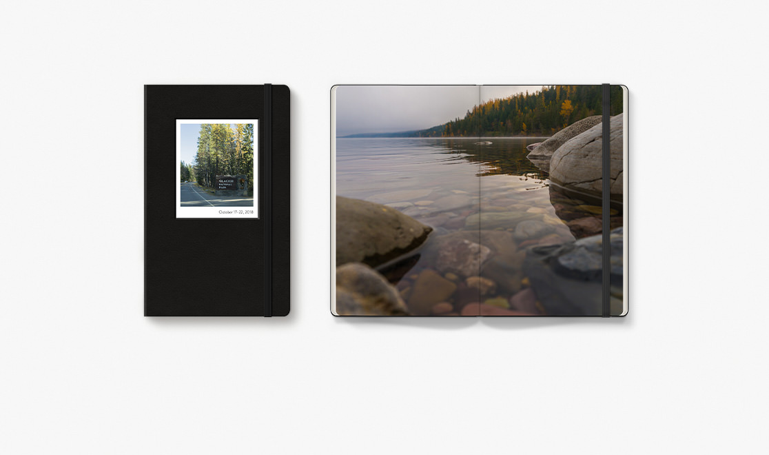 Moleskine photo book with nature photography.