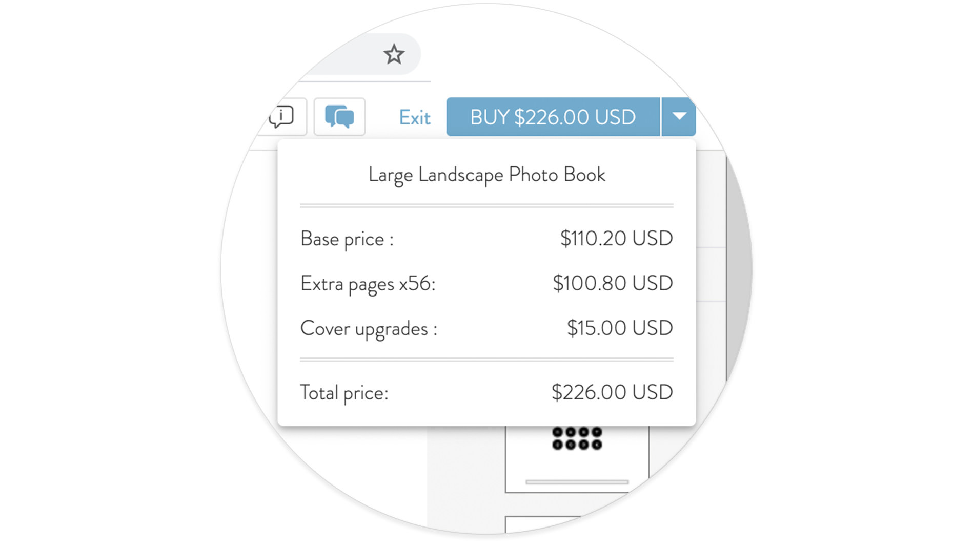 Screen of live price function in new MILK design studio