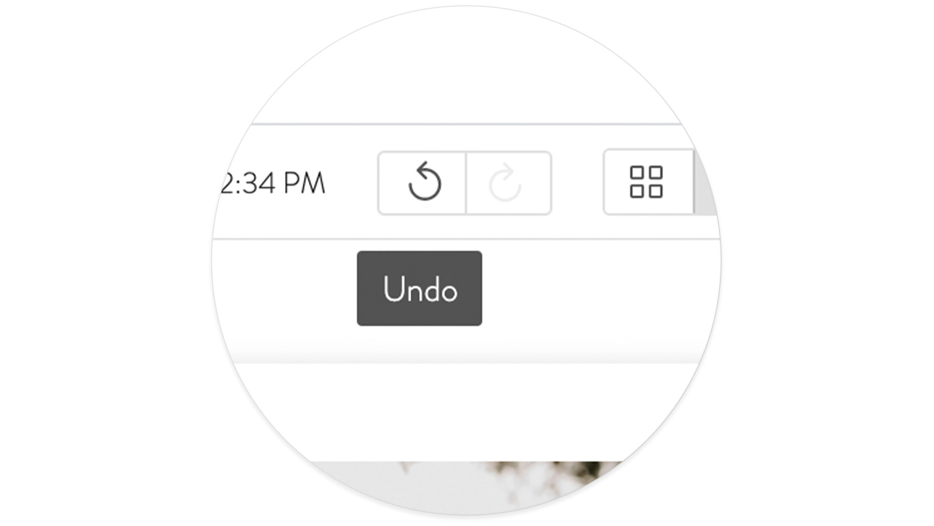 Screen of undo function in new MILK design studio