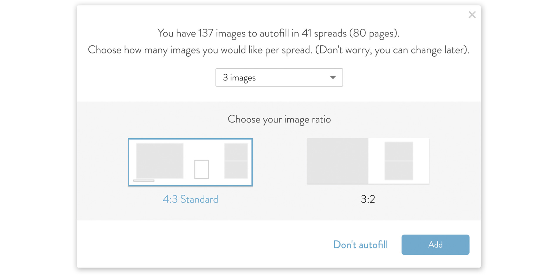 Screen of autofill function in new MILK design studio