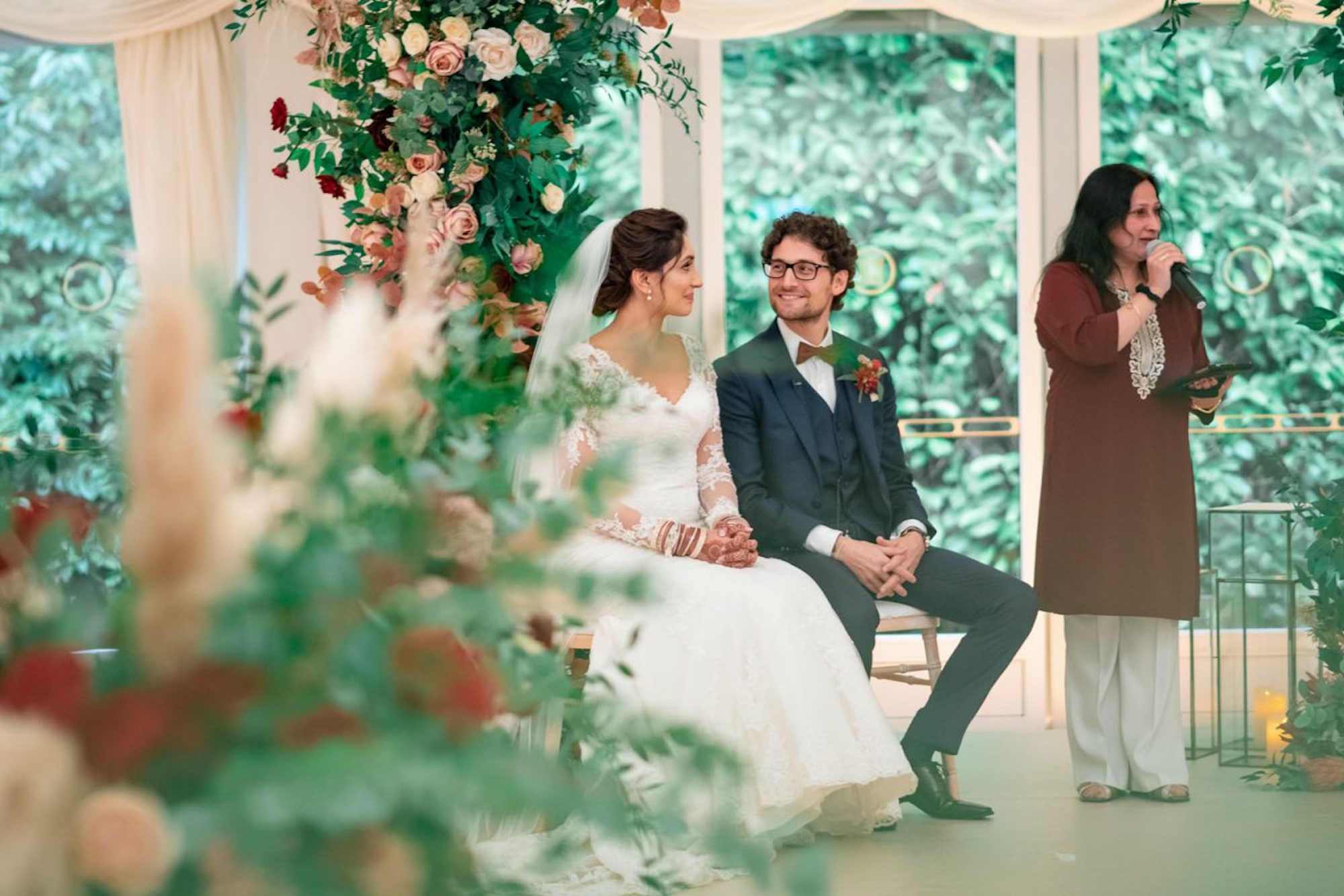 A bride and groom getting married