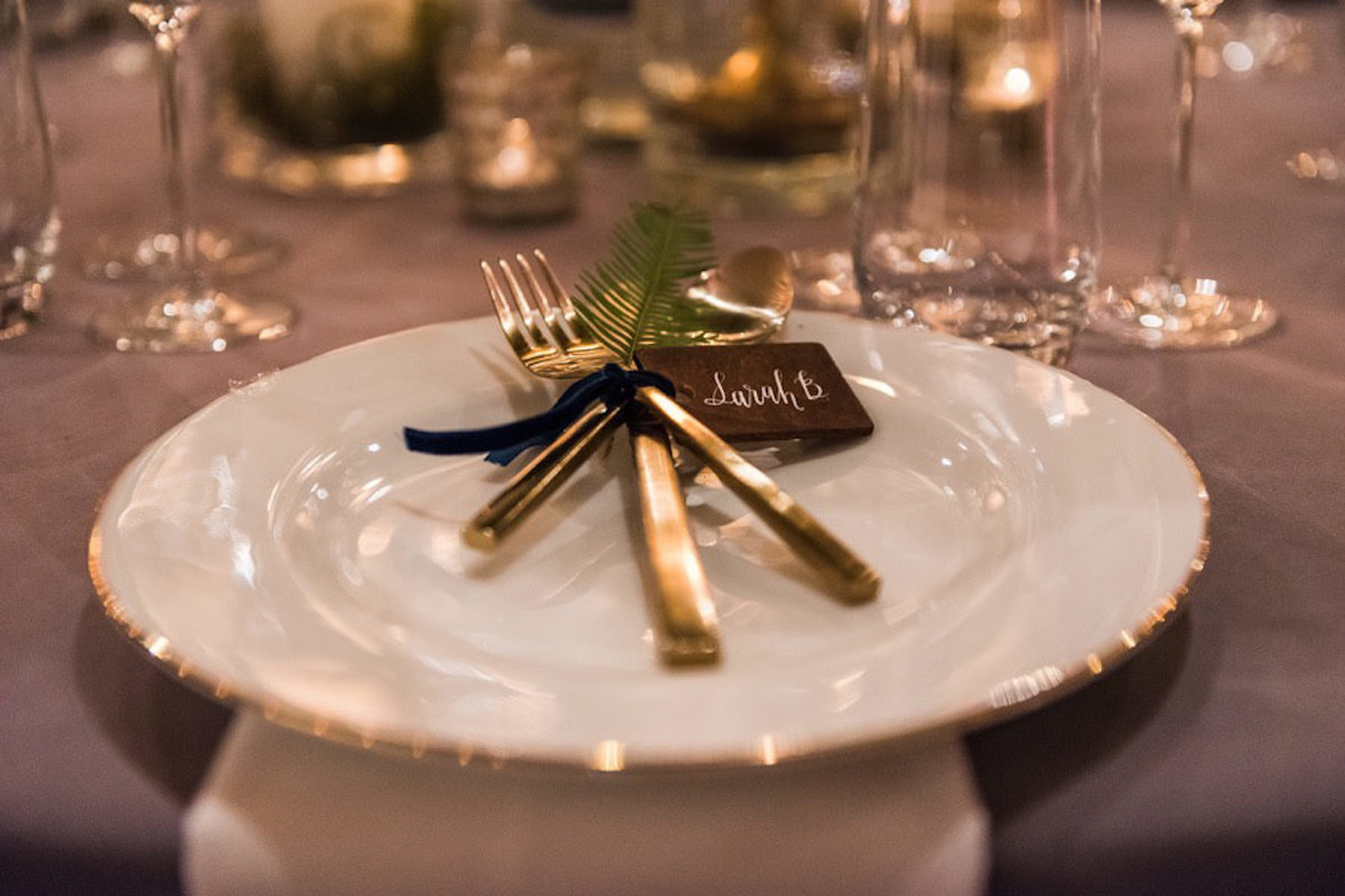 Plate with knife, fork and placecard